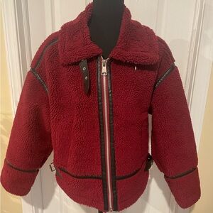 Cozy maroon faux shearling jacket